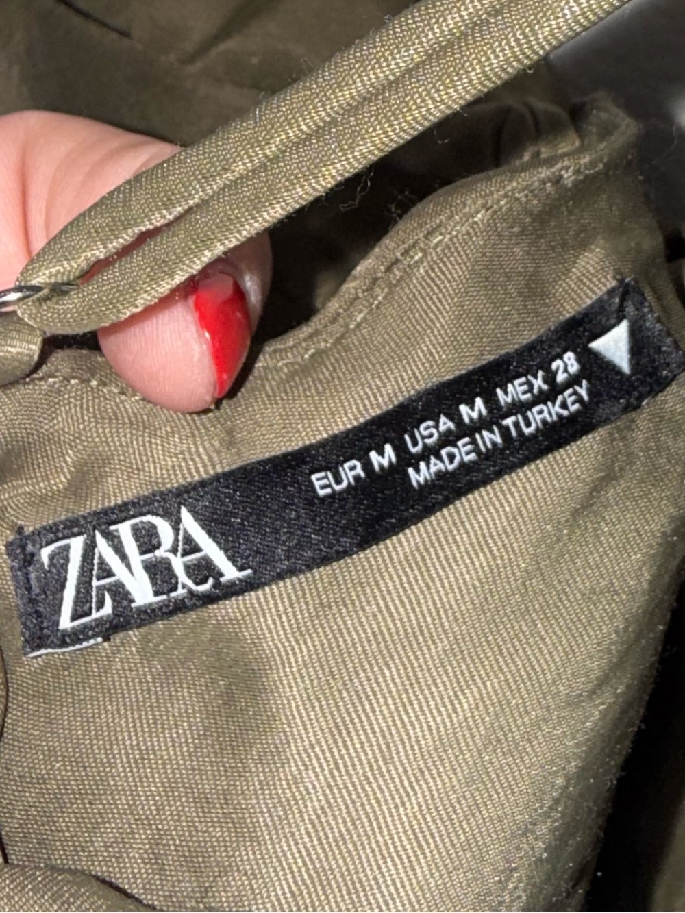 Zara Olive Green Satin Cowl Neck Crop Top Medium Sleeveless Cami - Picture 5 of 5